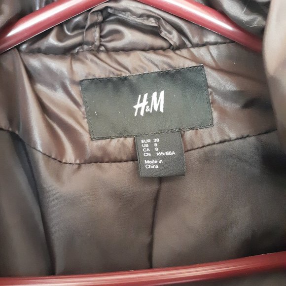 H&M long brown women's puffer coat 8 - Picture 6 of 9